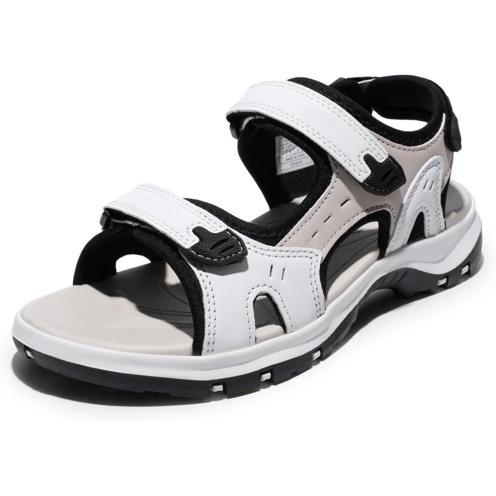 image:imageDREAM PAIRS Womens Walking Sport Athletic Sandals Comfort Open Toe Casual Outdoor Hiking Summer ShoesWhiteBeige