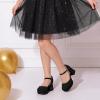 DREAM PAIRS Girls Dress Shoes Closed Toe Platform High Heels Ankle Strap Party Wedding Flower Pump for Little Big Kid(Black)