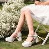 DREAM PAIRS Girls Dress Shoes Closed Toe Platform High Heels Ankle Strap Party Wedding Flower Pump for Little Big Kid(Ivory)
