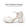 DREAM PAIRS Girls Dress Shoes Closed Toe Platform High Heels Ankle Strap Party Wedding Flower Pump for Little Big Kid(Ivory)