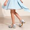 DREAM PAIRS Girls Dress Shoes Closed Toe Platform High Heels Ankle Strap Party Wedding Flower Pump for Little Big Kid(Silver)