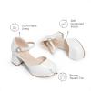 DREAM PAIRS Girls Dress Shoes Closed Toe Platform High Heels Ankle Strap Party Wedding Flower Pump for Little Big Kid(White)