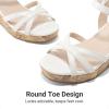 DREAM PAIRS Girls Wedge Sandals Flatform Open Toe Summer Platform Sandals Flower Wedding Party for Little Kid/Big Kid(White-v)