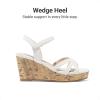 DREAM PAIRS Girls Wedge Sandals Flatform Open Toe Summer Platform Sandals Flower Wedding Party for Little Kid/Big Kid(White-v)