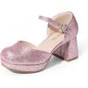 DREAM PAIRS Girls Dress Shoes Closed Toe Platform High Heels Ankle Strap Party Wedding Flower Pump for Little Big Kid(Pink)