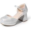 DREAM PAIRS Girls Dress Shoes Closed Toe Platform High Heels Ankle Strap Party Wedding Flower Pump for Little Big Kid(Silver)