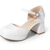 DREAM PAIRS Girls Dress Shoes Closed Toe Platform High Heels Ankle Strap Party Wedding Flower Pump for Little Big Kid(White)