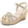 DREAM PAIRS Girls Wedge Sandals Flatform Open Toe Summer Platform Sandals Flower Wedding Party for Little Kid/Big Kid(Gold-v)