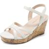 DREAM PAIRS Girls Wedge Sandals Flatform Open Toe Summer Platform Sandals Flower Wedding Party for Little Kid/Big Kid(White-v)