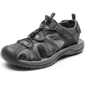 DREAM PAIRS Men’s Sandals Hiking Water Sport Athletic Beach Outdoor Comfortable Casual Closed Toe Summer Sandal Shoes(Black/Dark Grey)