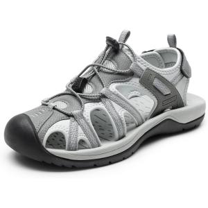 DREAM PAIRS Men’s Sandals Hiking Water Sport Athletic Beach Outdoor Comfortable Casual Closed Toe Summer Sandal Shoes(Light Grey)