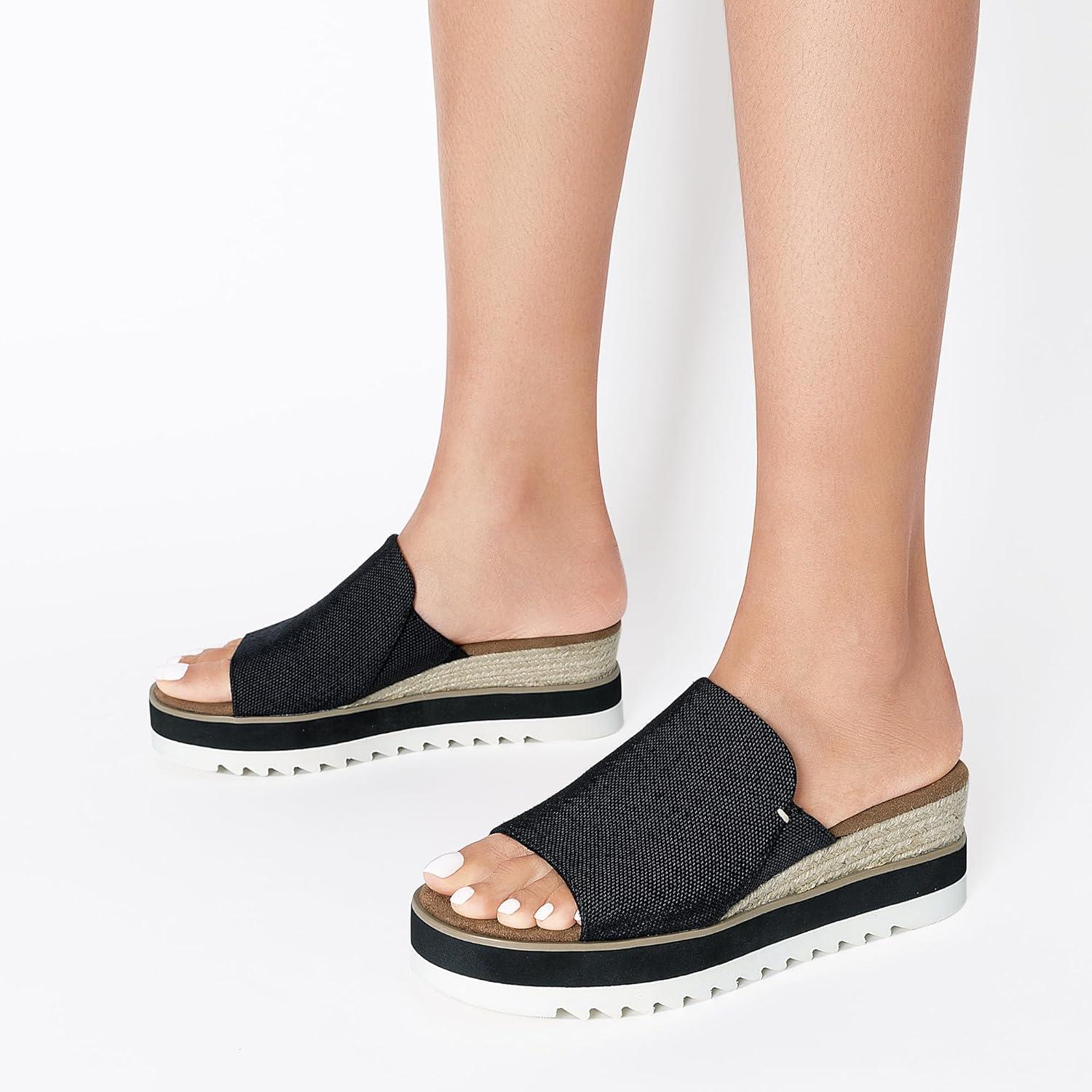 image:imageDREAM PAIRS Platform Sandals Women Slipon Espadrille Bohemia Wedge Sandals Comfort Dressy Summer Open Toe Canvas Slides for Womens Outdoor and BeachBlack