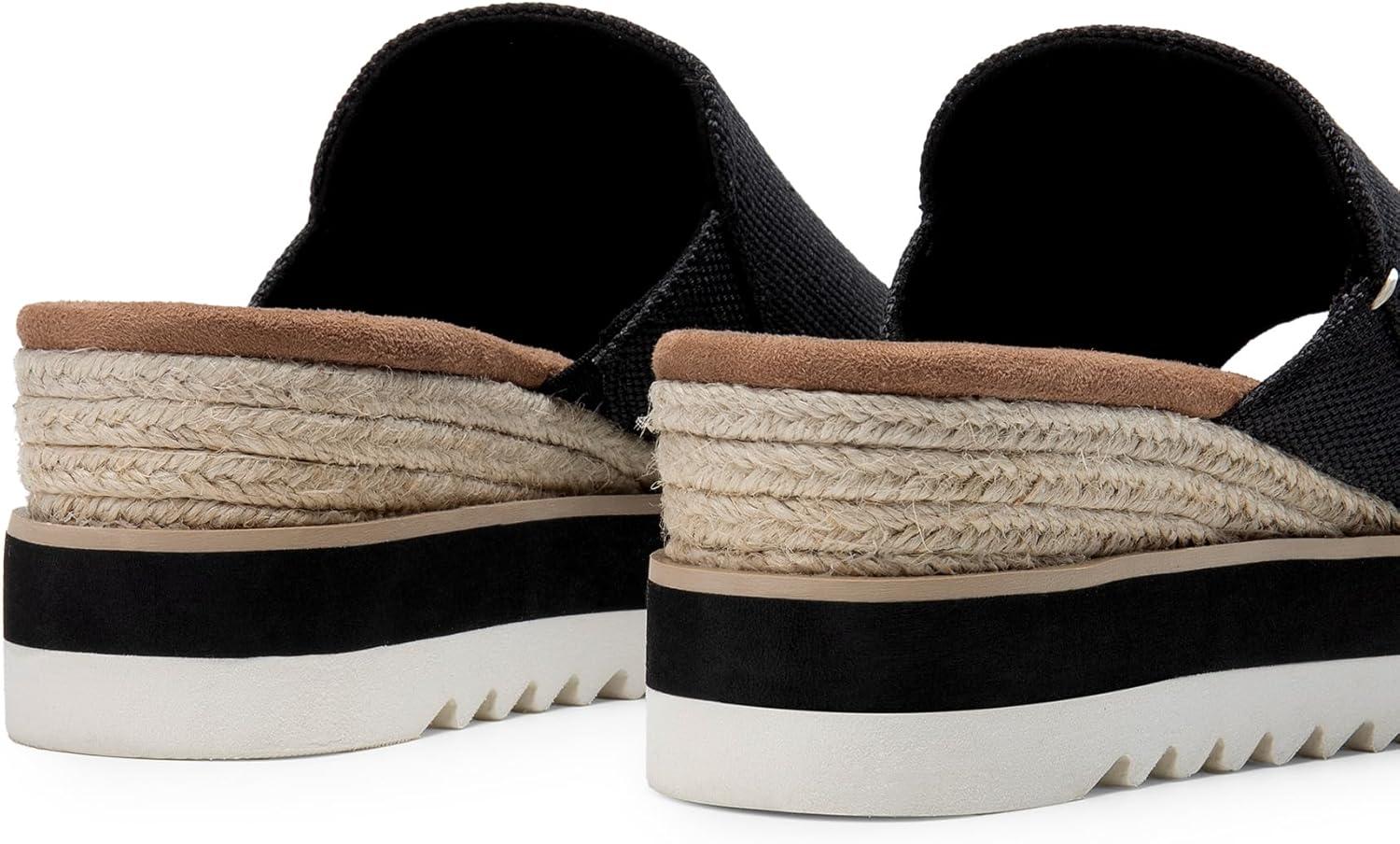 image:imageDREAM PAIRS Platform Sandals Women Slipon Espadrille Bohemia Wedge Sandals Comfort Dressy Summer Open Toe Canvas Slides for Womens Outdoor and BeachBlack
