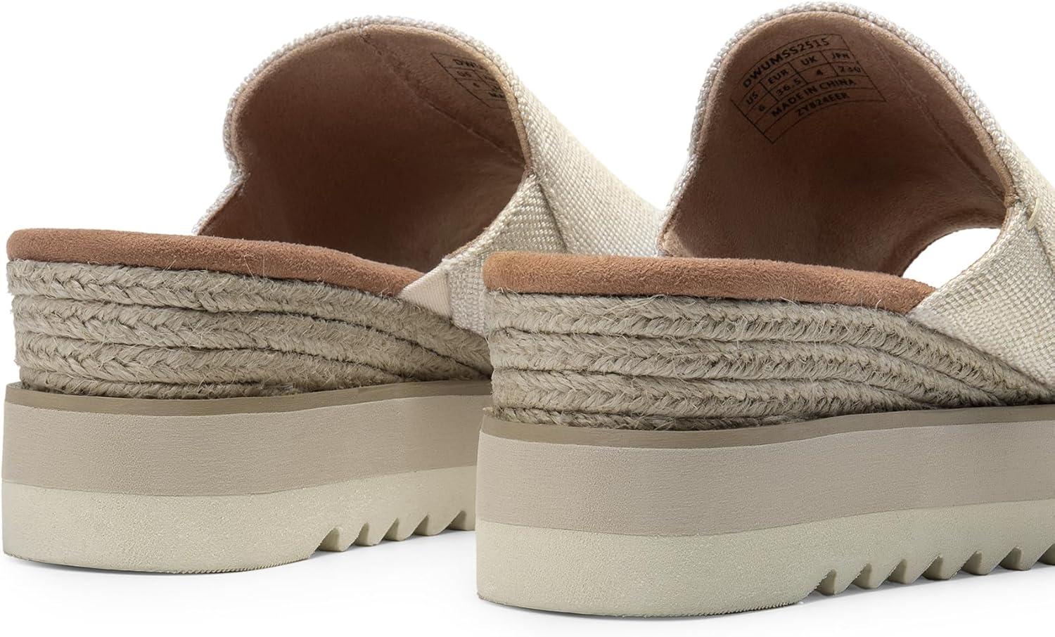 image:imageDREAM PAIRS Platform Sandals Women Slipon Espadrille Bohemia Wedge Sandals Comfort Dressy Summer Open Toe Canvas Slides for Womens Outdoor and BeachNaturalcanvas