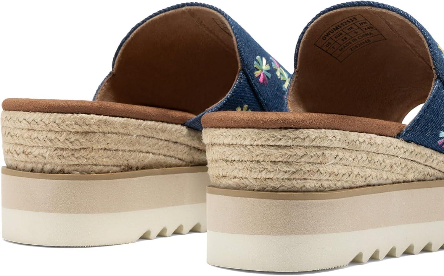 image:imageDREAM PAIRS Platform Sandals Women Slipon Espadrille Bohemia Wedge Sandals Comfort Dressy Summer Open Toe Canvas Slides for Womens Outdoor and BeachNavy Multi