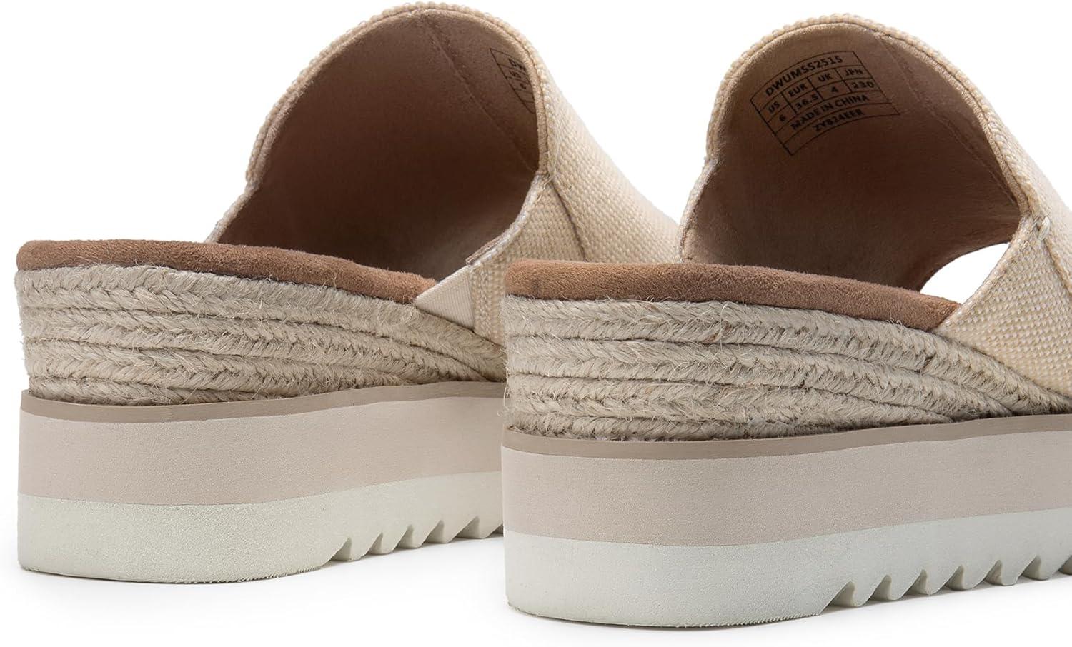 image:imageDREAM PAIRS Platform Sandals Women Slipon Espadrille Bohemia Wedge Sandals Comfort Dressy Summer Open Toe Canvas Slides for Womens Outdoor and BeachNude