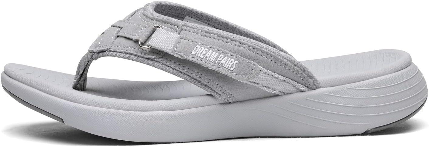 image:imageDREAM PAIRS Womens Arch Support Flip Flops Comfortable Thong SandalsGrey