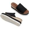 DREAM PAIRS Platform Sandals Women Slip-on Espadrille Bohemia Wedge Sandals, Comfort Dressy Summer Open Toe Canvas Slides for Women’s Outdoor and Beach(Black)