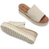 DREAM PAIRS Platform Sandals Women Slip-on Espadrille Bohemia Wedge Sandals, Comfort Dressy Summer Open Toe Canvas Slides for Women’s Outdoor and Beach(Natural-canvas)