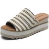 DREAM PAIRS Platform Sandals Women Slip-on Espadrille Bohemia Wedge Sandals, Comfort Dressy Summer Open Toe Canvas Slides for Women’s Outdoor and Beach(Natural-fabric)