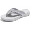 DREAM PAIRS Women’s Arch Support Flip Flops Comfortable Thong Sandals(Grey)