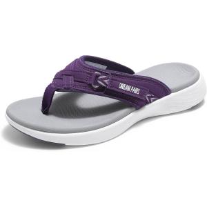 DREAM PAIRS Women’s Arch Support Flip Flops Comfortable Thong Sandals(Purple)