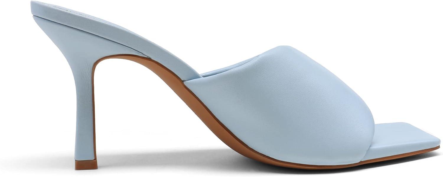 image:imageDREAM PAIRS Womens High Stilettos Heels Mules Open Square Toe Slip On Comfort Sexy Dress Pumps Sandals Fashion Casual Prom Dress ShoesBabyBlue