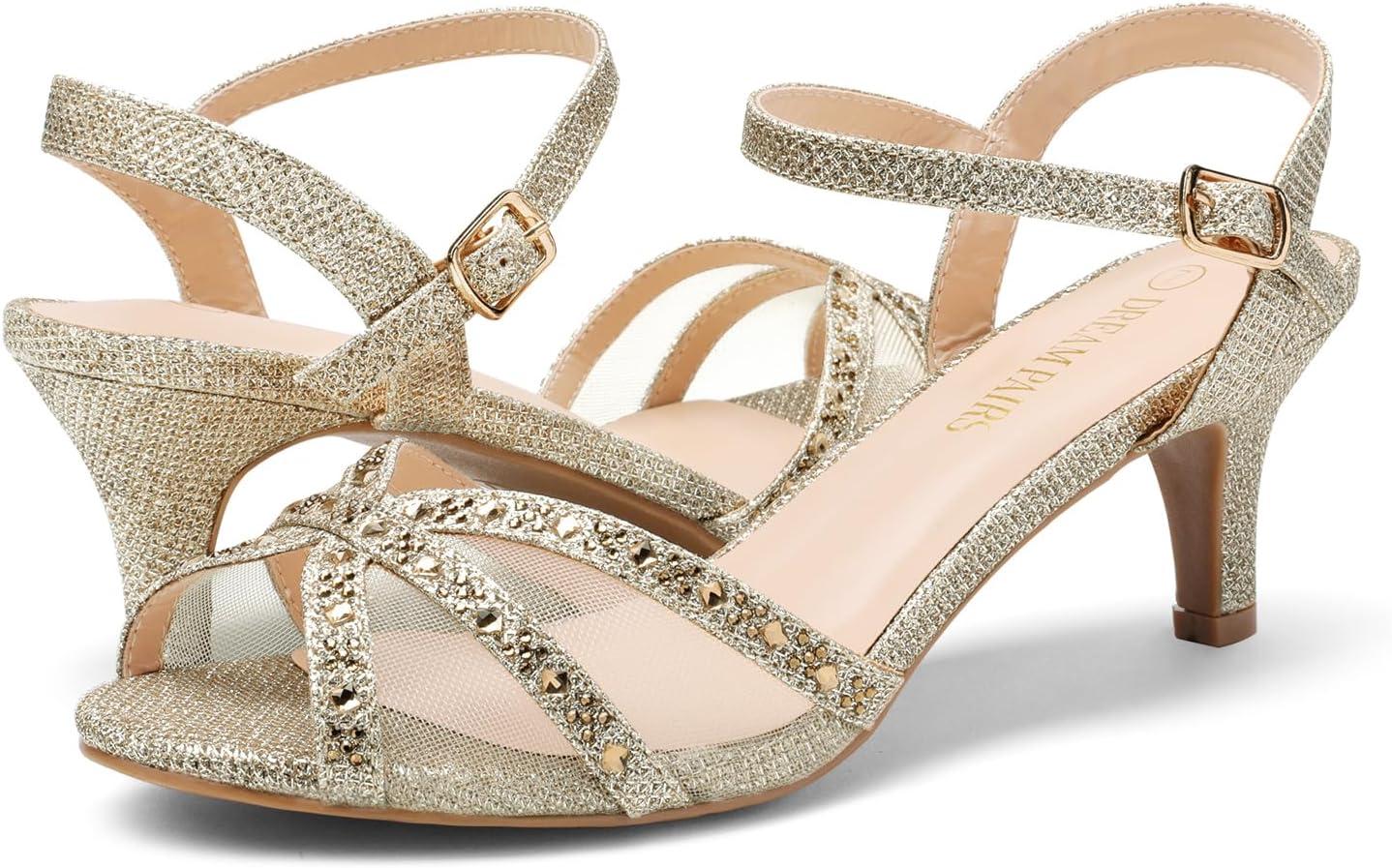 image:imageDREAM PAIRS Womens Nina Low Heel Pump Sandals150gold