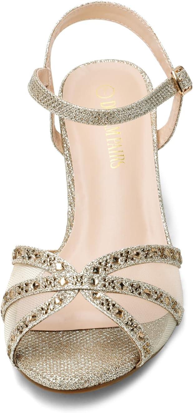 image:imageDREAM PAIRS Womens Nina Low Heel Pump Sandals150gold
