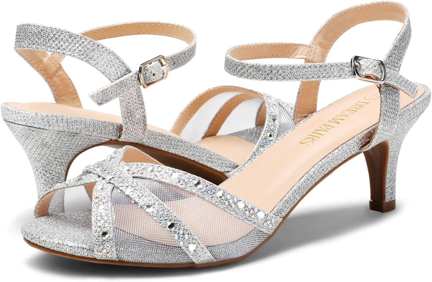 image:imageDREAM PAIRS Womens Nina Low Heel Pump Sandals150silver