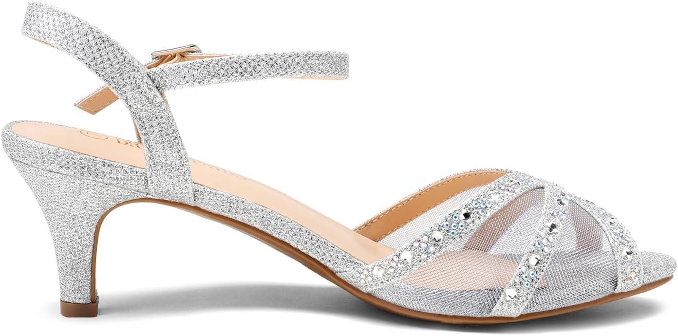 image:imageDREAM PAIRS Womens Nina Low Heel Pump Sandals150silver