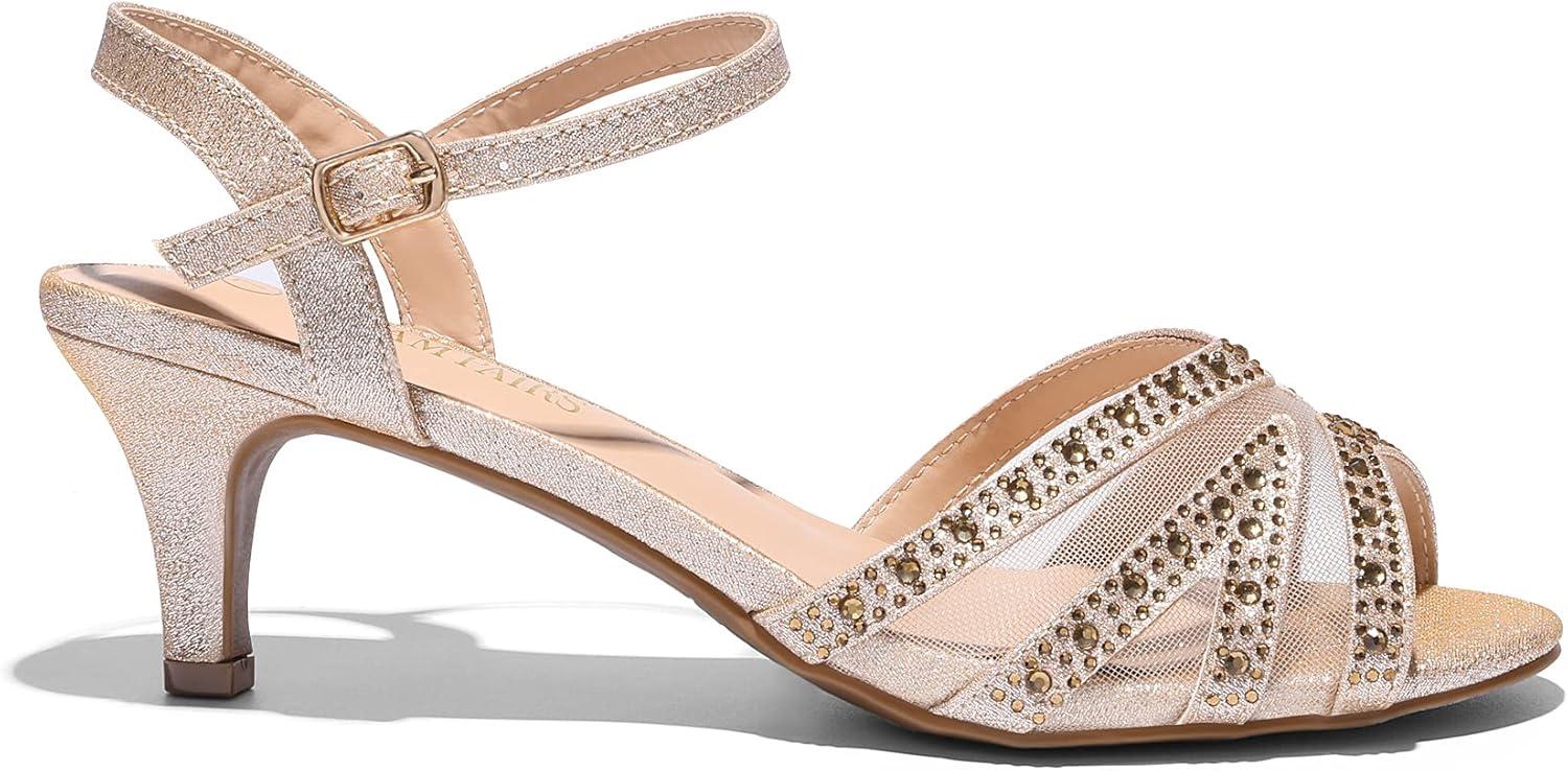 image:imageDREAM PAIRS Womens Nina Low Heel Pump Sandals166gold