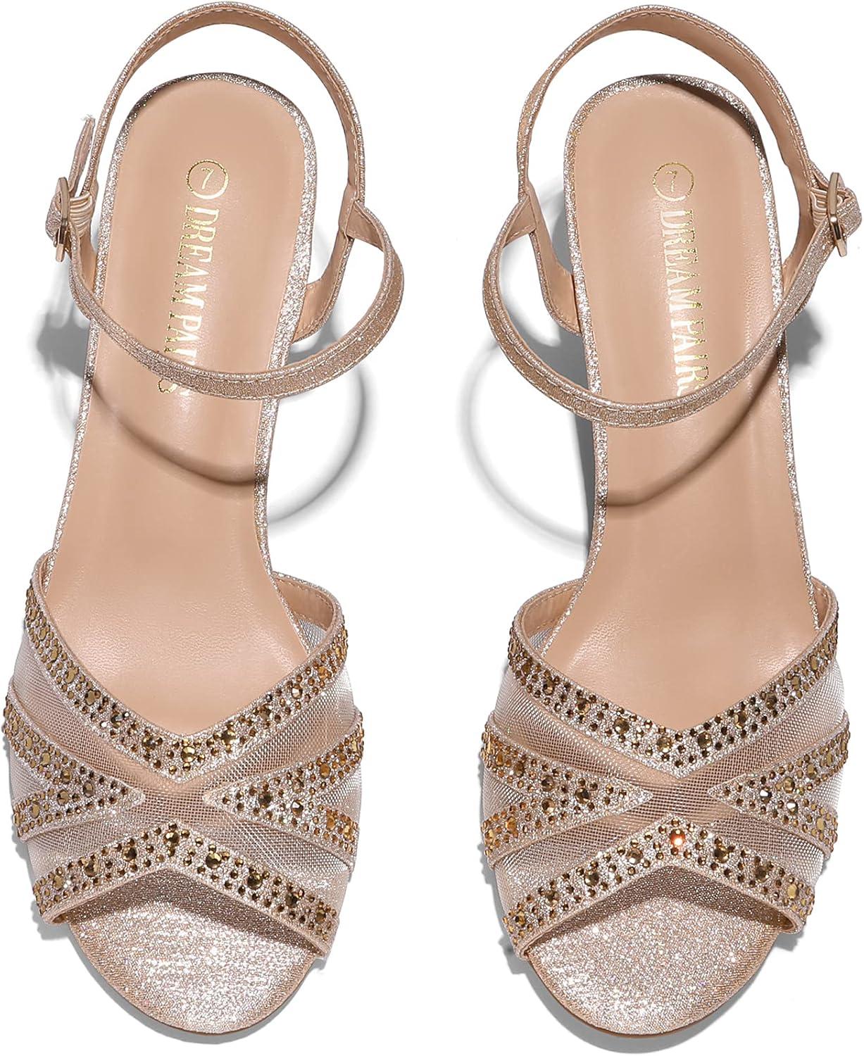 image:imageDREAM PAIRS Womens Nina Low Heel Pump Sandals166gold