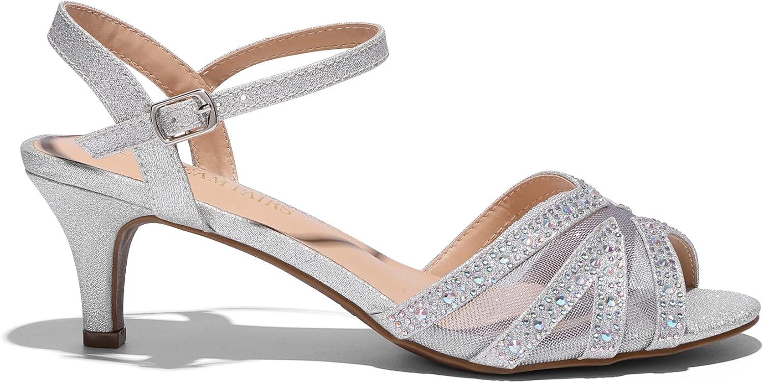 image:imageDREAM PAIRS Womens Nina Low Heel Pump Sandals166silver