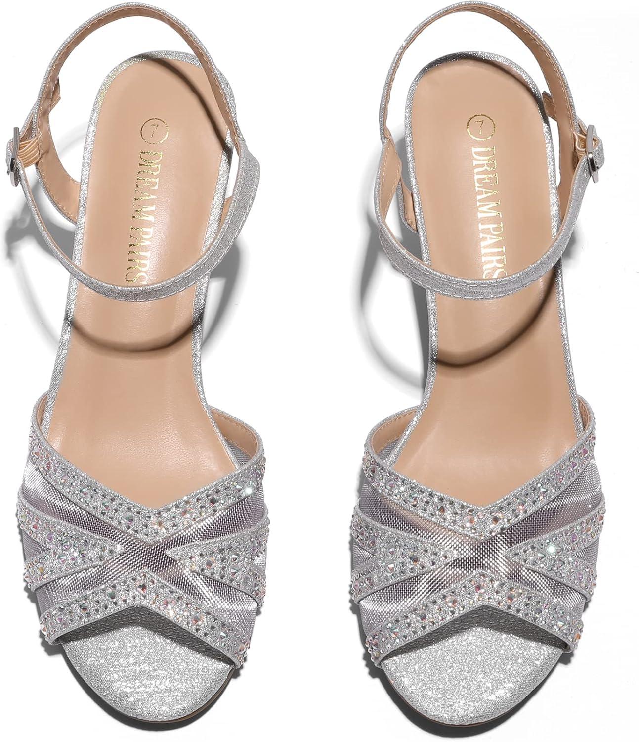 image:imageDREAM PAIRS Womens Nina Low Heel Pump Sandals166silver