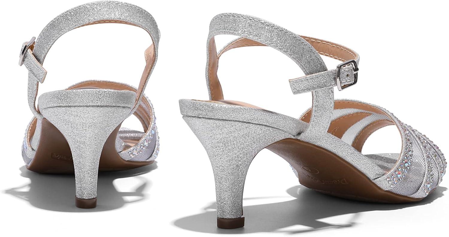 image:imageDREAM PAIRS Womens Nina Low Heel Pump Sandals166silver