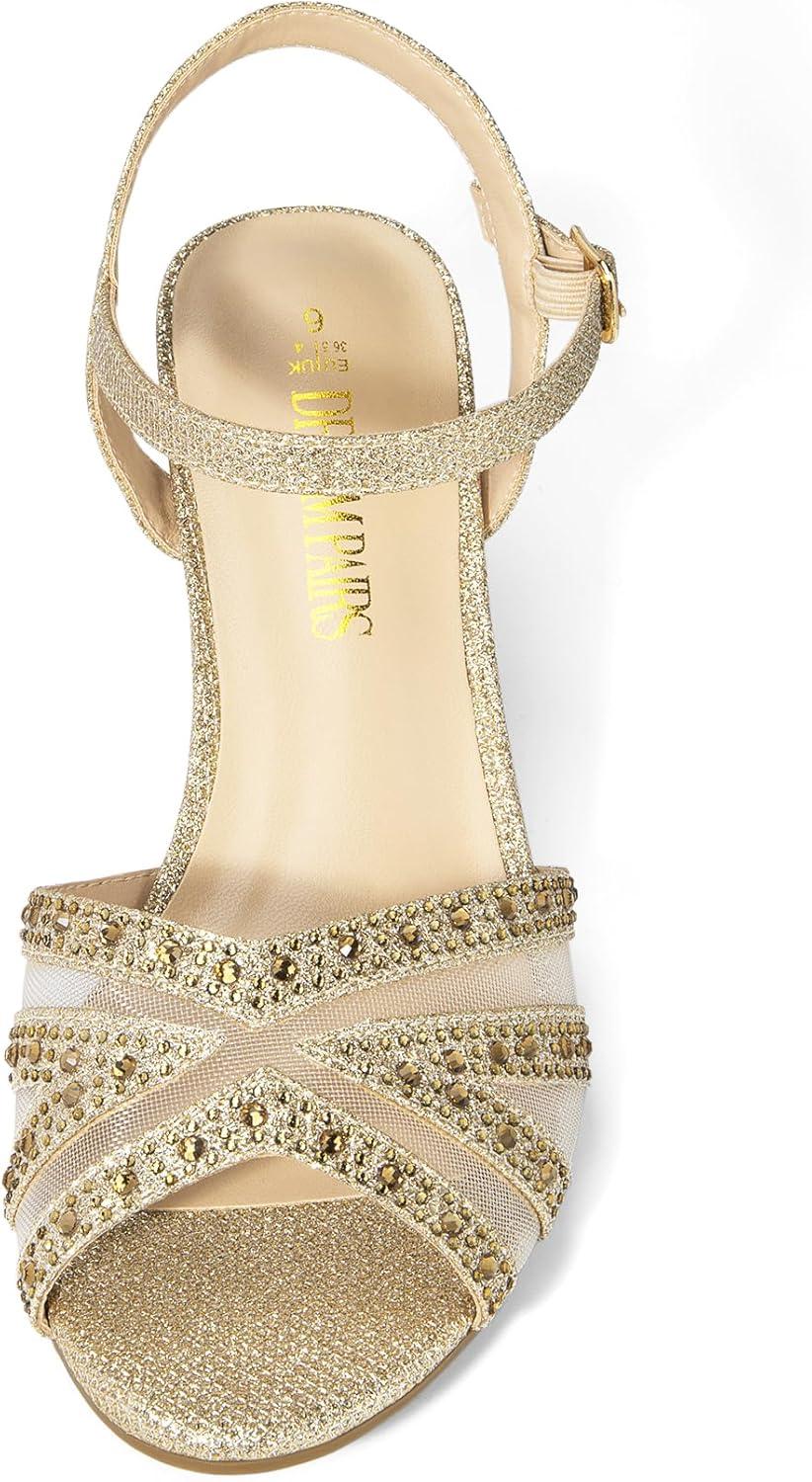 image:imageDREAM PAIRS Womens Nina Low Heel Pump SandalsSparkling Gold