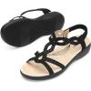 DREAM PAIRS Women’s Comfort Dressy Rhinestone Summer Beach Sandals Slip-on Flat Walking Orthopedic Sandals with Elastica Back Strap(Black)