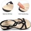 DREAM PAIRS Women’s Comfort Dressy Rhinestone Summer Beach Sandals Slip-on Flat Walking Orthopedic Sandals with Elastica Back Strap(Black)