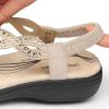 DREAM PAIRS Women’s Comfort Dressy Rhinestone Summer Beach Sandals Slip-on Flat Walking Orthopedic Sandals with Elastica Back Strap(Gold)