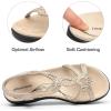 DREAM PAIRS Women’s Comfort Dressy Rhinestone Summer Beach Sandals Slip-on Flat Walking Orthopedic Sandals with Elastica Back Strap(Gold)