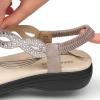 DREAM PAIRS Women’s Comfort Dressy Rhinestone Summer Beach Sandals Slip-on Flat Walking Orthopedic Sandals with Elastica Back Strap(Grey)