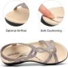 DREAM PAIRS Women’s Comfort Dressy Rhinestone Summer Beach Sandals Slip-on Flat Walking Orthopedic Sandals with Elastica Back Strap(Grey)
