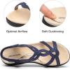DREAM PAIRS Women’s Comfort Dressy Rhinestone Summer Beach Sandals Slip-on Flat Walking Orthopedic Sandals with Elastica Back Strap(Navy)