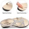 DREAM PAIRS Women’s Comfort Dressy Rhinestone Summer Beach Sandals Slip-on Flat Walking Orthopedic Sandals with Elastica Back Strap(Silver)