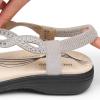 DREAM PAIRS Women’s Comfort Dressy Rhinestone Summer Beach Sandals Slip-on Flat Walking Orthopedic Sandals with Elastica Back Strap(Silver)