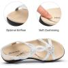 DREAM PAIRS Women’s Comfort Dressy Rhinestone Summer Beach Sandals Slip-on Flat Walking Orthopedic Sandals with Elastica Back Strap(White)