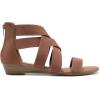 DREAM PAIRS Women’s Elastic Ankle Strap Low Wedges Sandals(Dark Brown-elastic)
