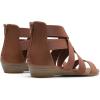 DREAM PAIRS Women’s Elastic Ankle Strap Low Wedges Sandals(Dark Brown-elastic)