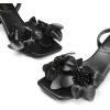DREAM PAIRS Women’s Flower Wedding Heels Cute Square Toe Slingback Low Kitten Heels Sandals with Ankle Strap(Black-pu)